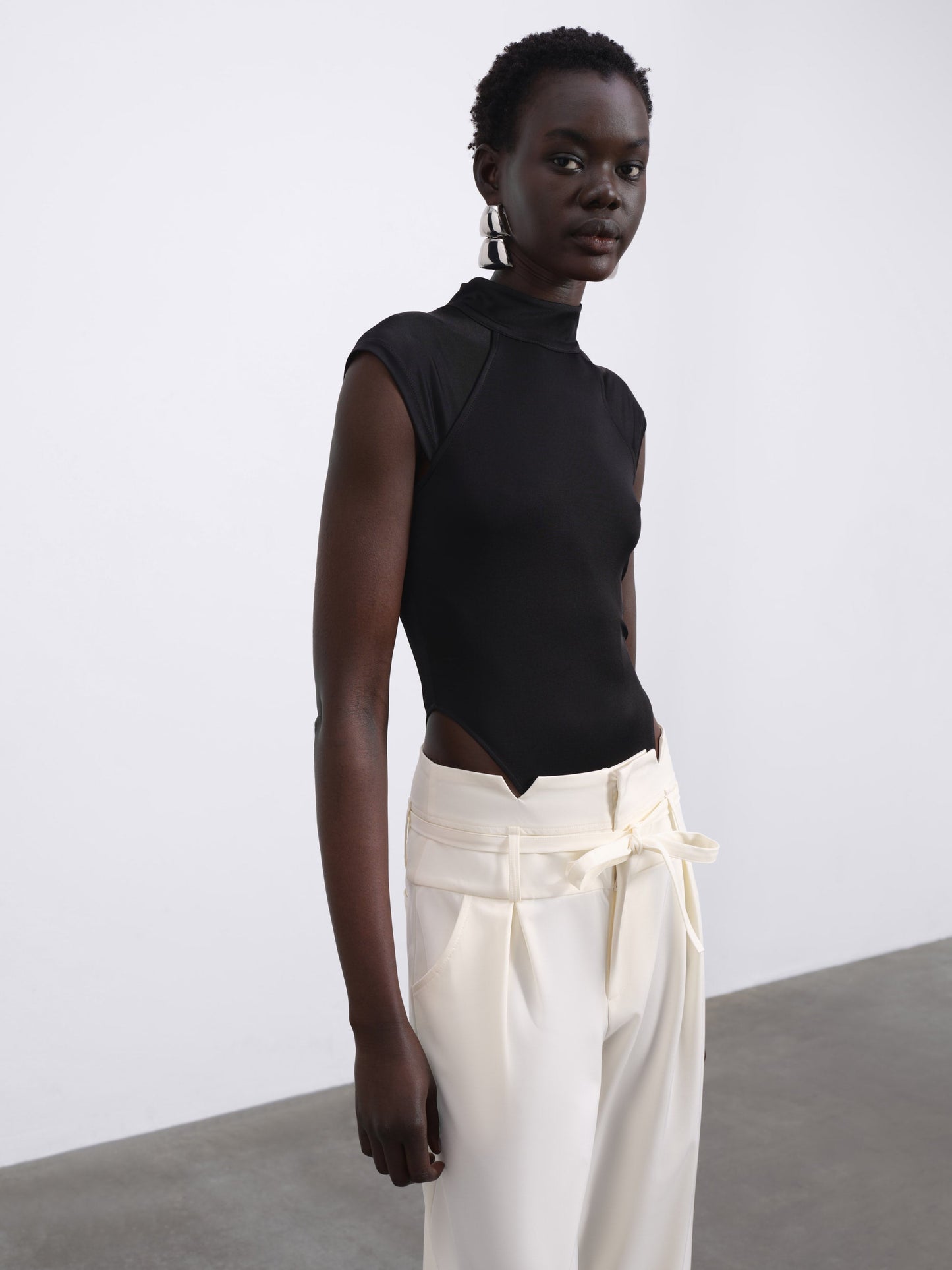 Arin High-Neck Bodysuit — Black