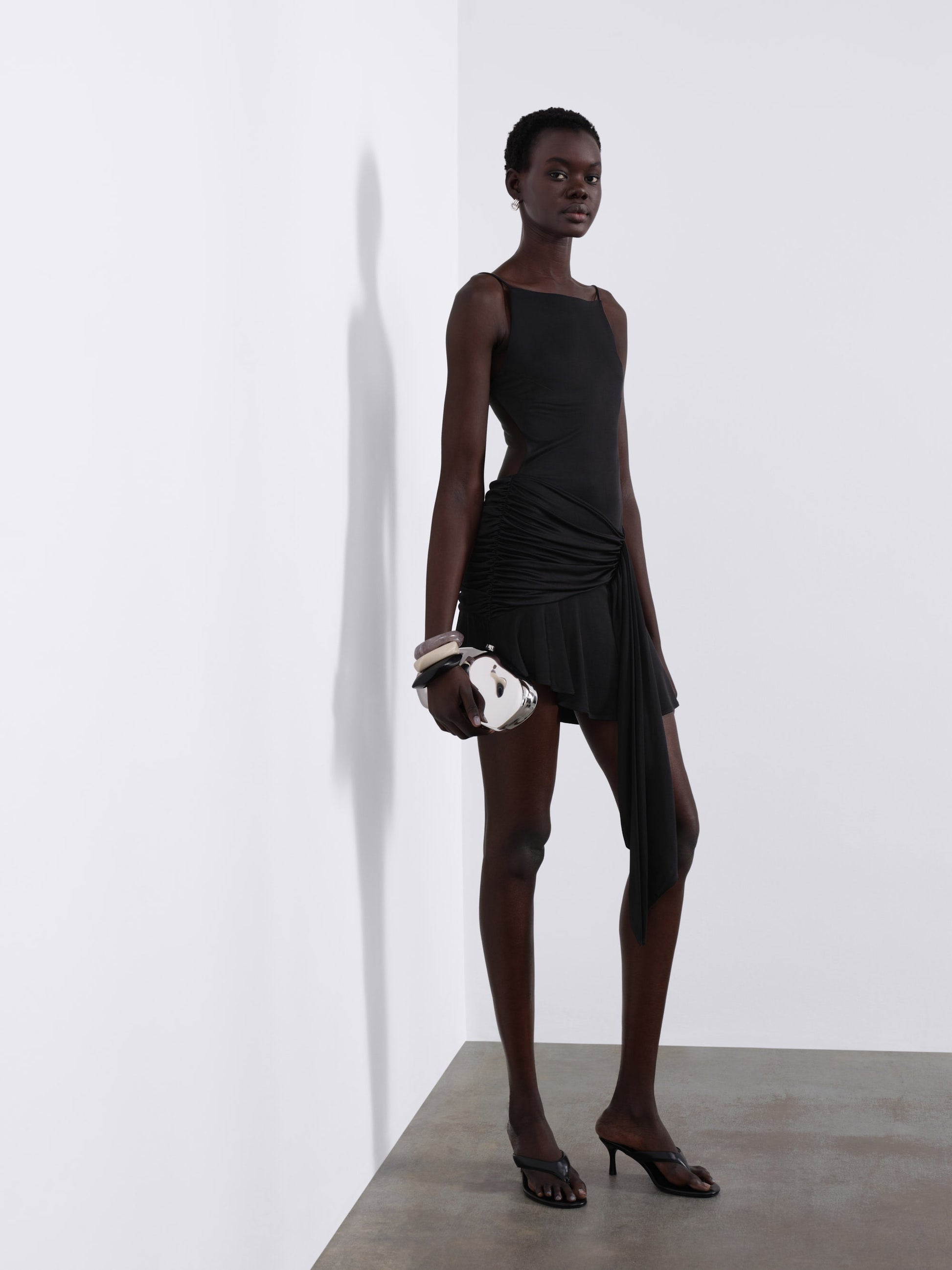 Aris Open-Back Draped Mini Dress