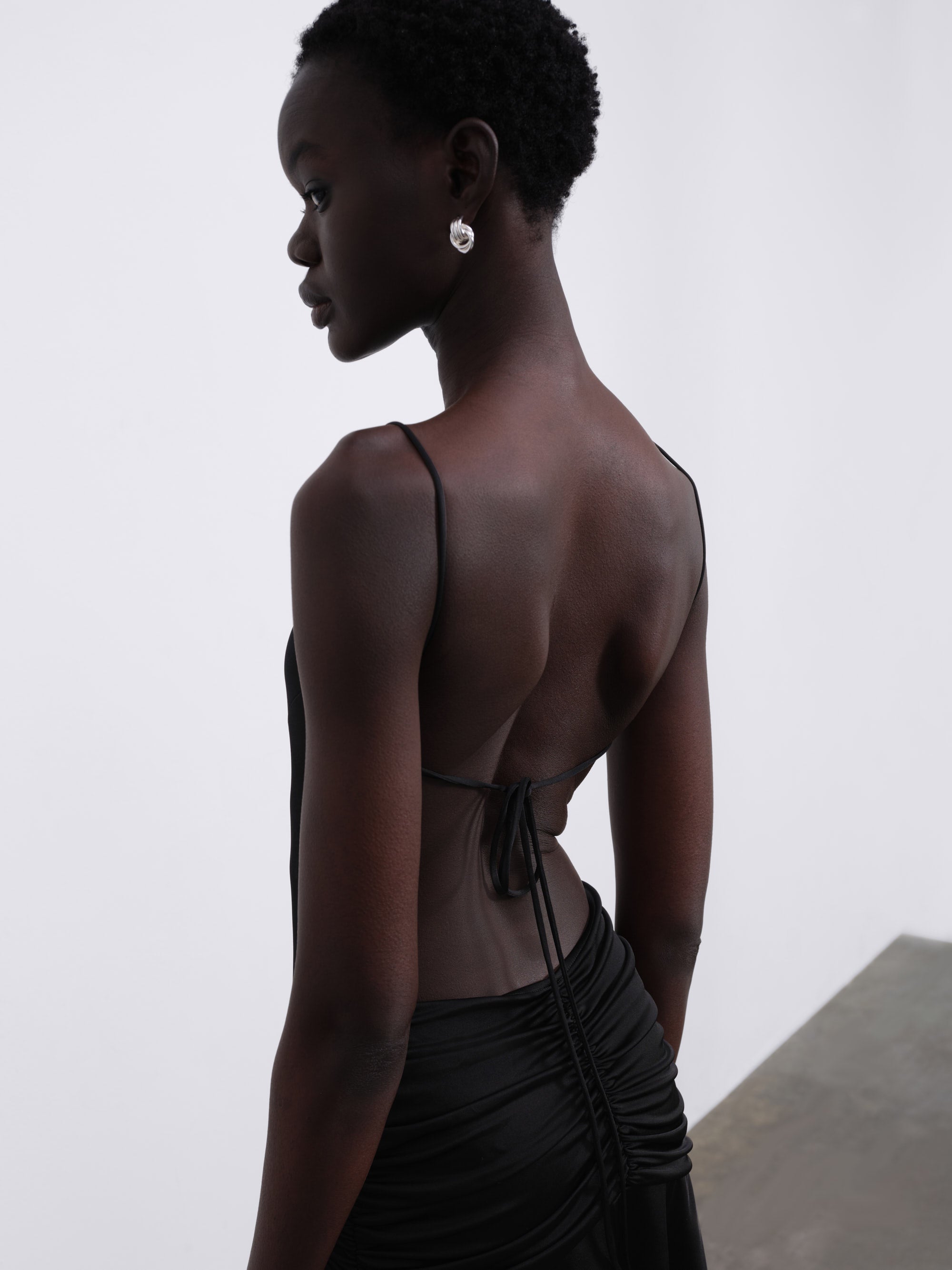 Aris Open-Back Draped Mini Dress