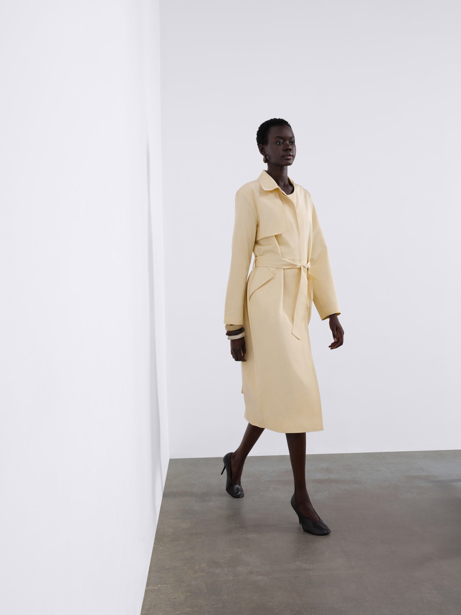 Colette Maxi Trench with Folded Pocket — Butter Yellow