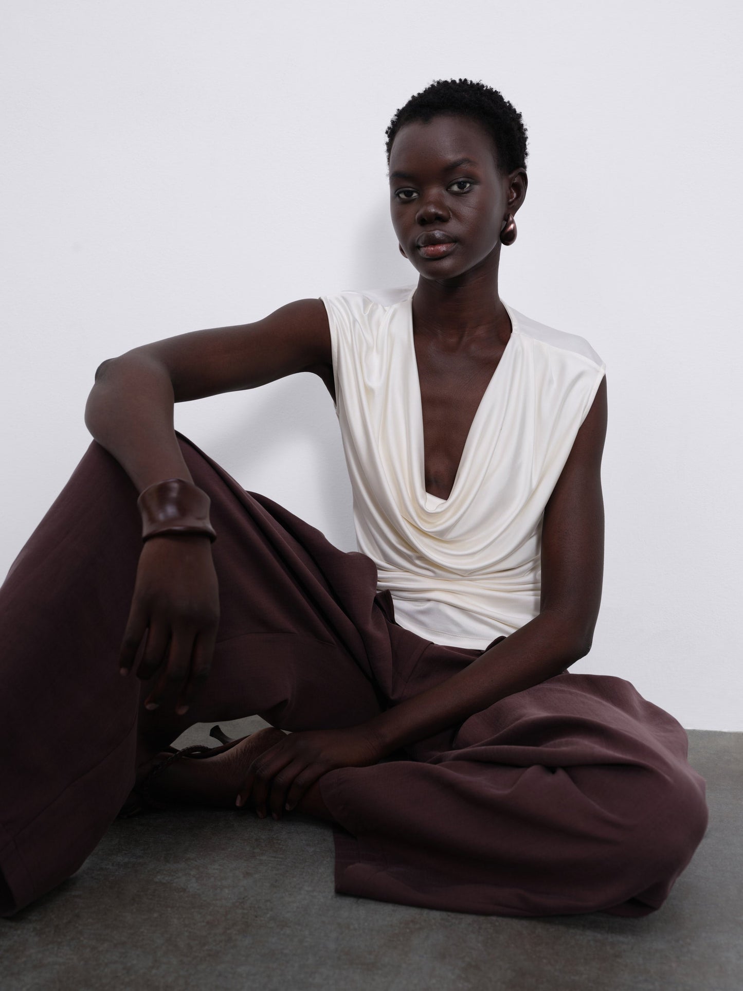 Ylune Liquid Drape Sleeveless Top — Soft Ivory